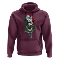 Skeleton Hand Holding Mexico Flag Rose Hoodie Dia De Los Muertos