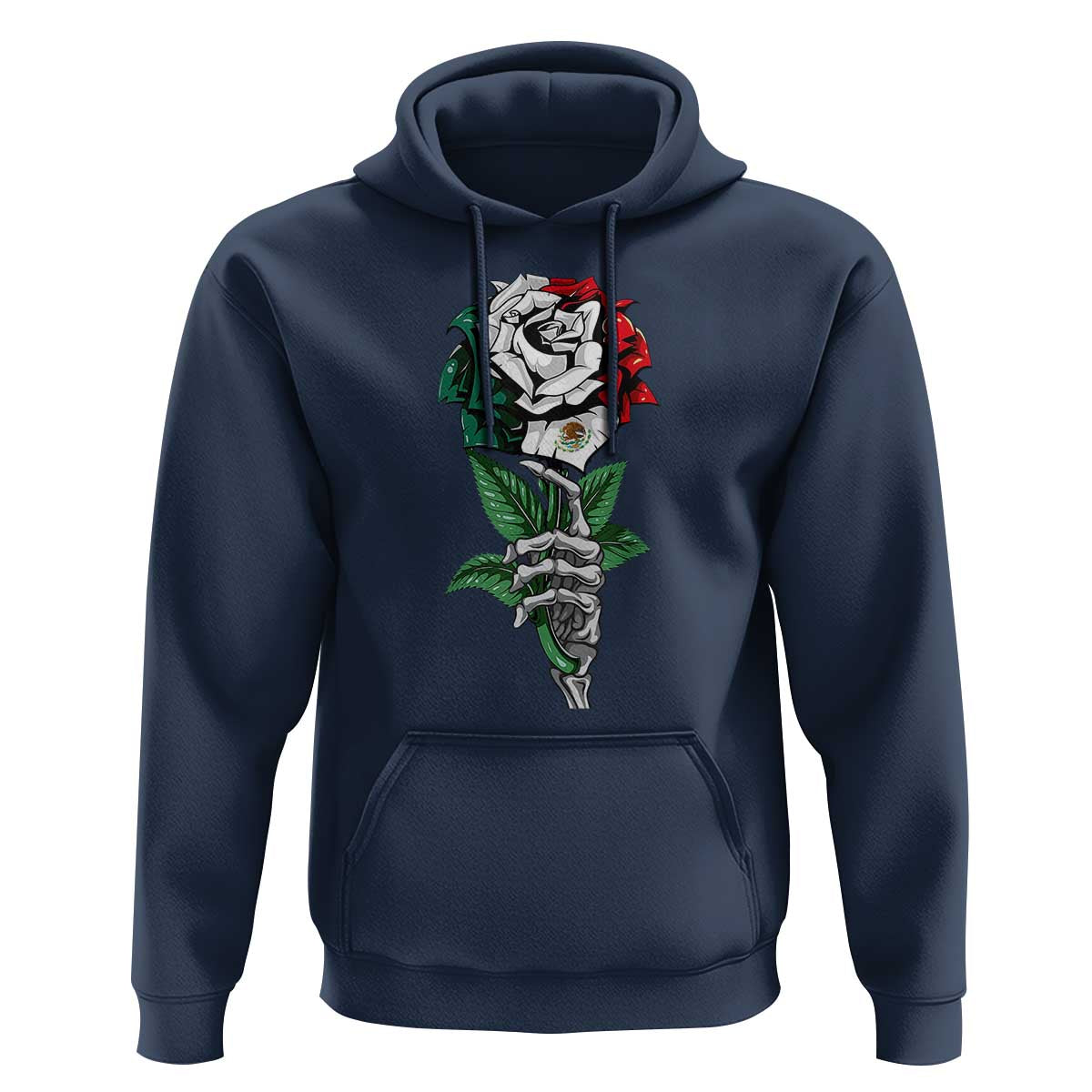 Skeleton Hand Holding Mexico Flag Rose Hoodie Dia De Los Muertos