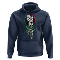 Skeleton Hand Holding Mexico Flag Rose Hoodie Dia De Los Muertos