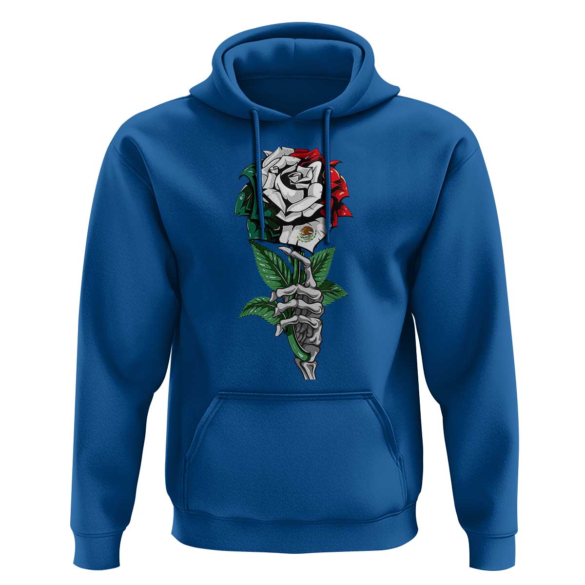 Skeleton Hand Holding Mexico Flag Rose Hoodie Dia De Los Muertos