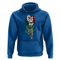 Skeleton Hand Holding Mexico Flag Rose Hoodie Dia De Los Muertos