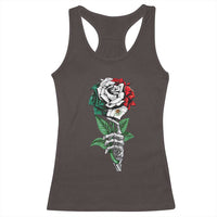 Skeleton Hand Holding Mexico Flag Rose Racerback Tank Top Dia De Los Muertos