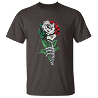 Skeleton Hand Holding Mexico Flag Rose T Shirt Dia De Los Muertos