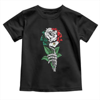 Skeleton Hand Holding Mexico Flag Rose Toddler T Shirt Dia De Los Muertos