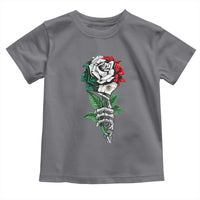 Skeleton Hand Holding Mexico Flag Rose Toddler T Shirt Dia De Los Muertos