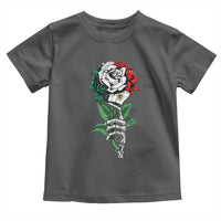 Skeleton Hand Holding Mexico Flag Rose Toddler T Shirt Dia De Los Muertos