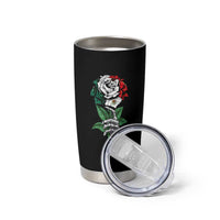 Skeleton Hand Holding Mexico Flag Rose Tumbler Cup Dia De Los Muertos