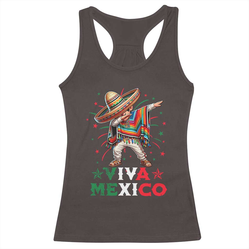 Mexican Boy Dabbing Racerback Tank Top Poncho Cinco de Mayo Flag Viva Mexico