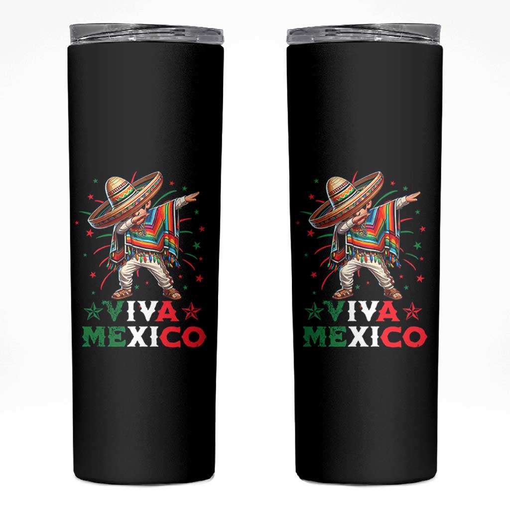 Mexican Boy Dabbing Skinny Tumbler Poncho Cinco de Mayo Flag Viva Mexico