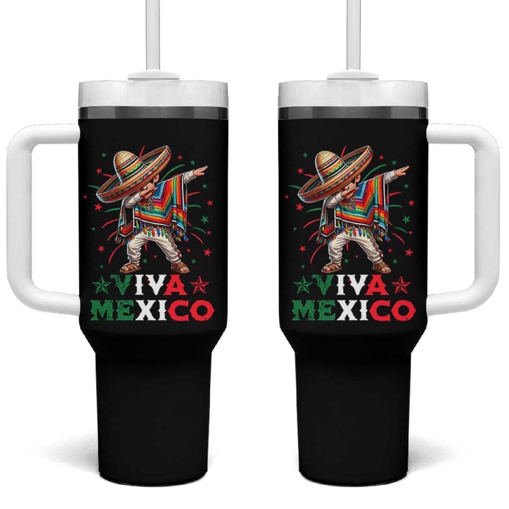 Mexican Boy Dabbing Tumbler With Handle Poncho Cinco de Mayo Flag Viva Mexico
