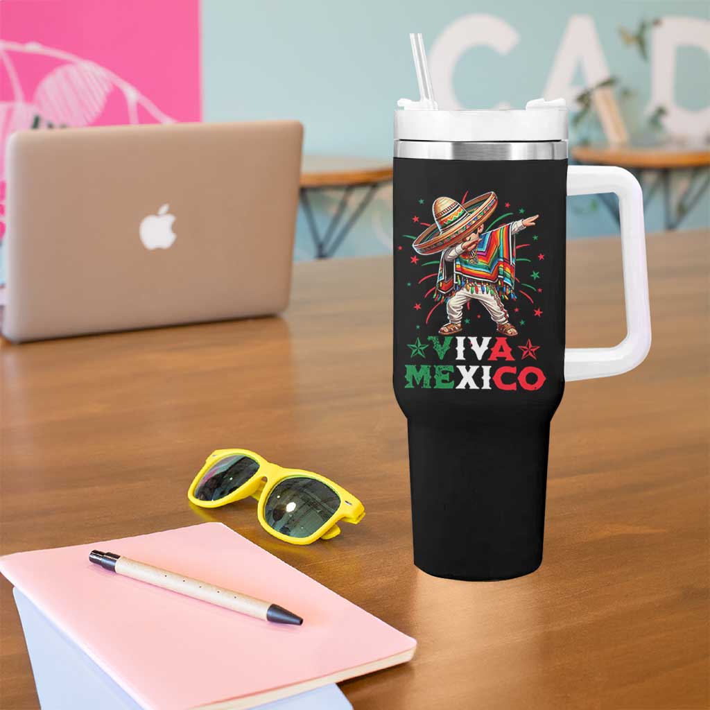 Mexican Boy Dabbing Tumbler With Handle Poncho Cinco de Mayo Flag Viva Mexico