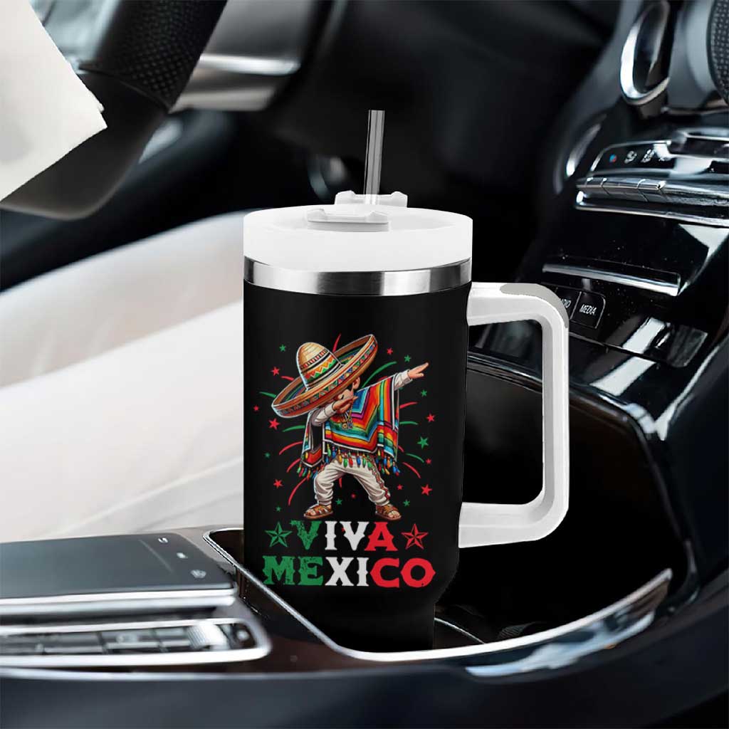 Mexican Boy Dabbing Tumbler With Handle Poncho Cinco de Mayo Flag Viva Mexico