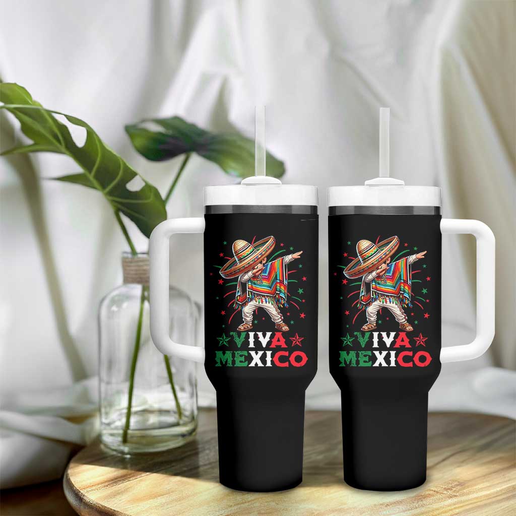 Mexican Boy Dabbing Tumbler With Handle Poncho Cinco de Mayo Flag Viva Mexico