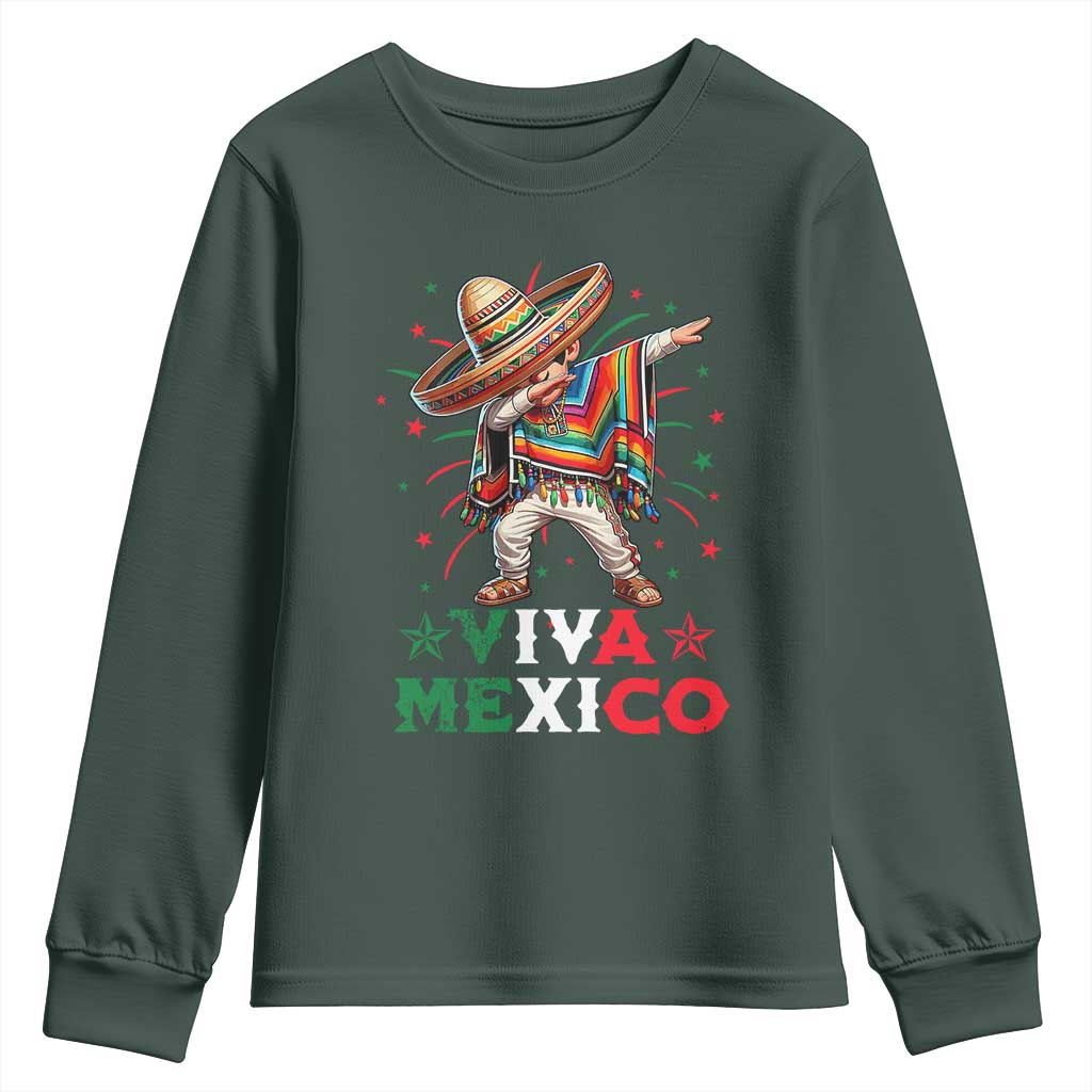 Mexican Boy Dabbing Youth Sweatshirt Poncho Cinco de Mayo Flag Viva Mexico