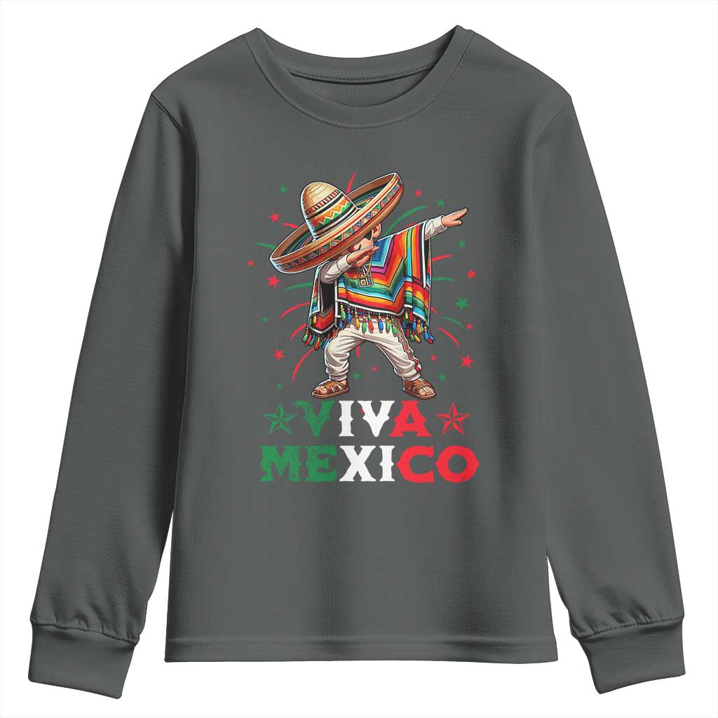 Mexican Boy Dabbing Youth Sweatshirt Poncho Cinco de Mayo Flag Viva Mexico