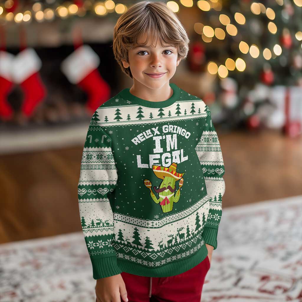 Funny Mexican Immigrant Ugly Christmas Sweater Relax Gringo Im Legal Cinco De Mayo