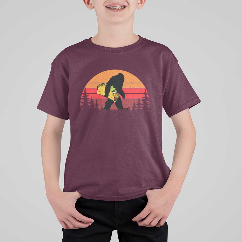 Retro Bigfoot Taco T Shirt For Kid Funny Cinco de Mayo Sasquatch Lovers