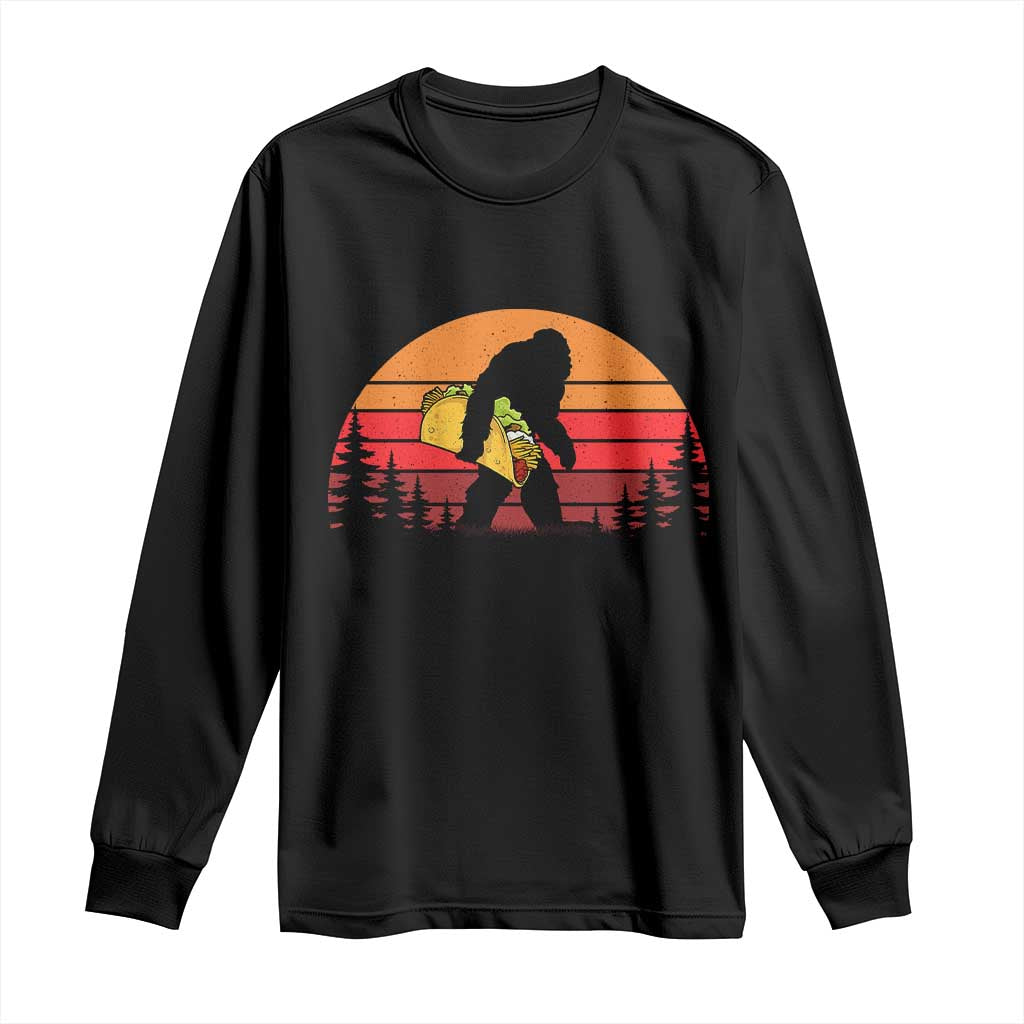 Retro Bigfoot Taco Long Sleeve Shirt Funny Cinco de Mayo Sasquatch Lovers