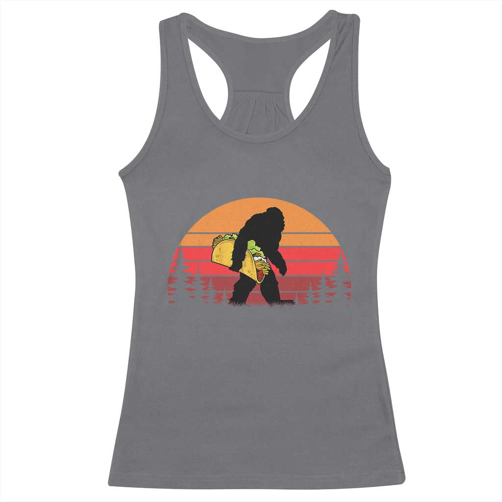 Retro Bigfoot Taco Racerback Tank Top Funny Cinco de Mayo Sasquatch Lovers
