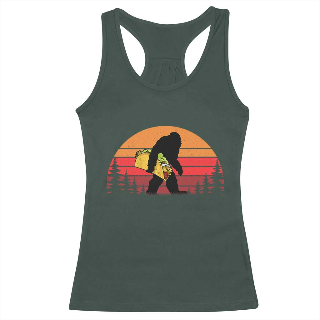 Retro Bigfoot Taco Racerback Tank Top Funny Cinco de Mayo Sasquatch Lovers