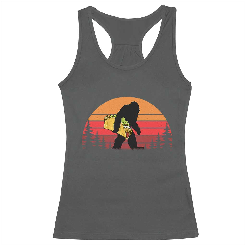 Retro Bigfoot Taco Racerback Tank Top Funny Cinco de Mayo Sasquatch Lovers