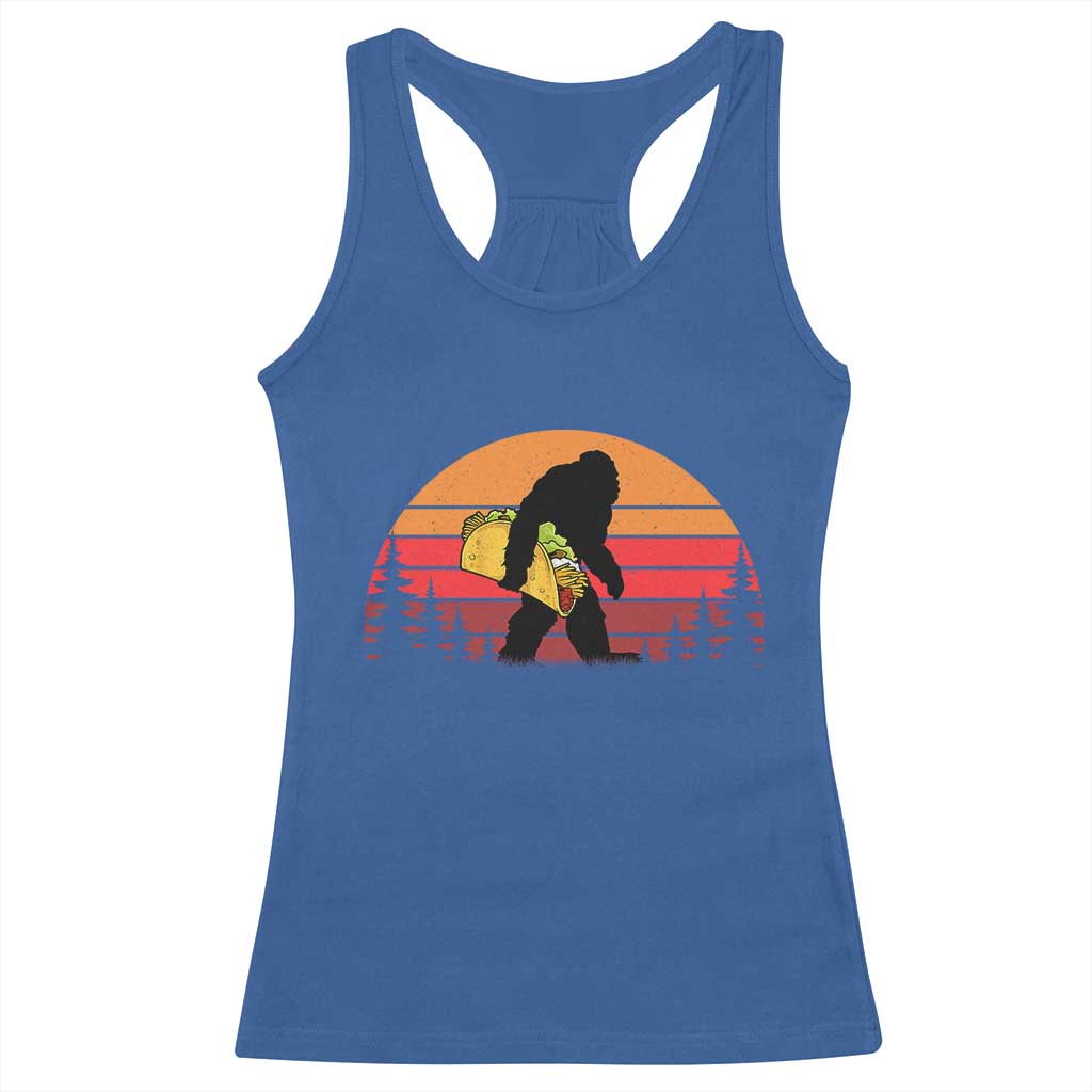Retro Bigfoot Taco Racerback Tank Top Funny Cinco de Mayo Sasquatch Lovers