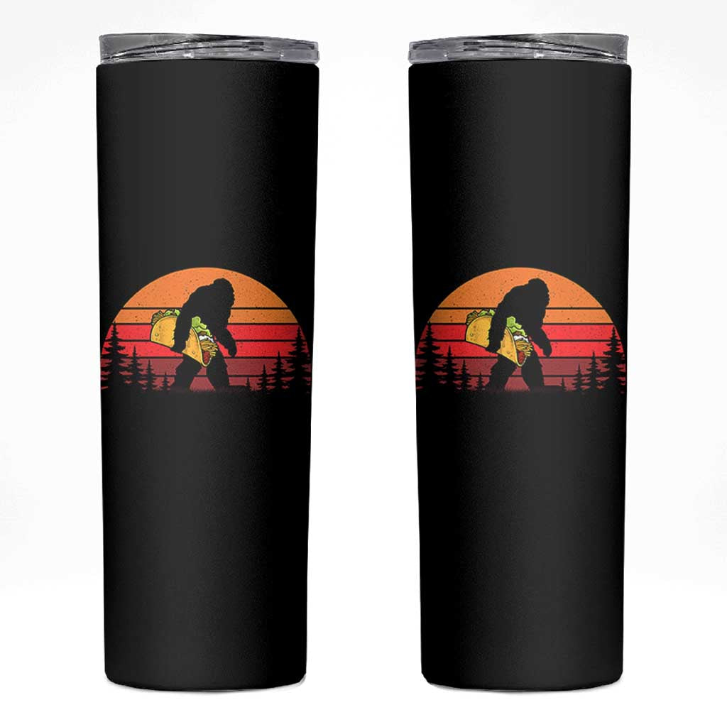Retro Bigfoot Taco Skinny Tumbler Funny Cinco de Mayo Sasquatch Lovers