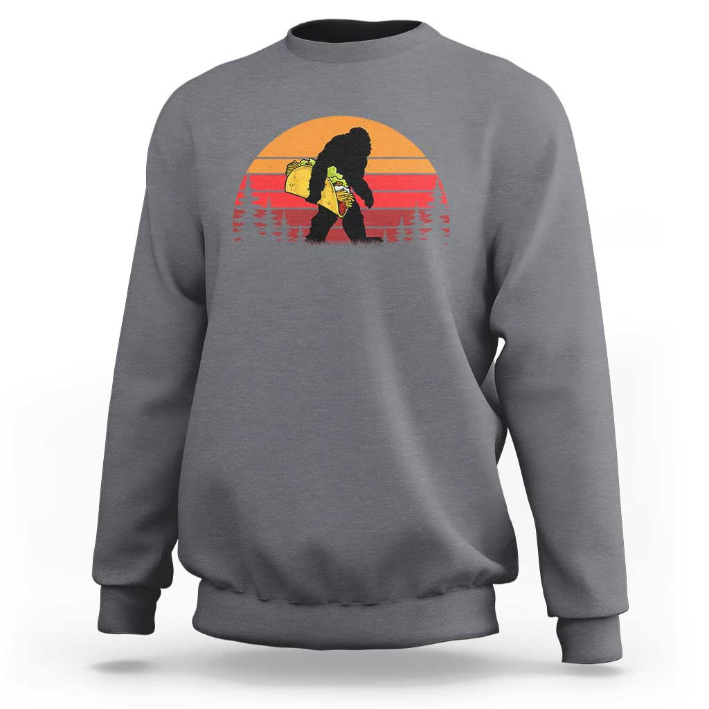 Retro Bigfoot Taco Sweatshirt Funny Cinco de Mayo Sasquatch Lovers