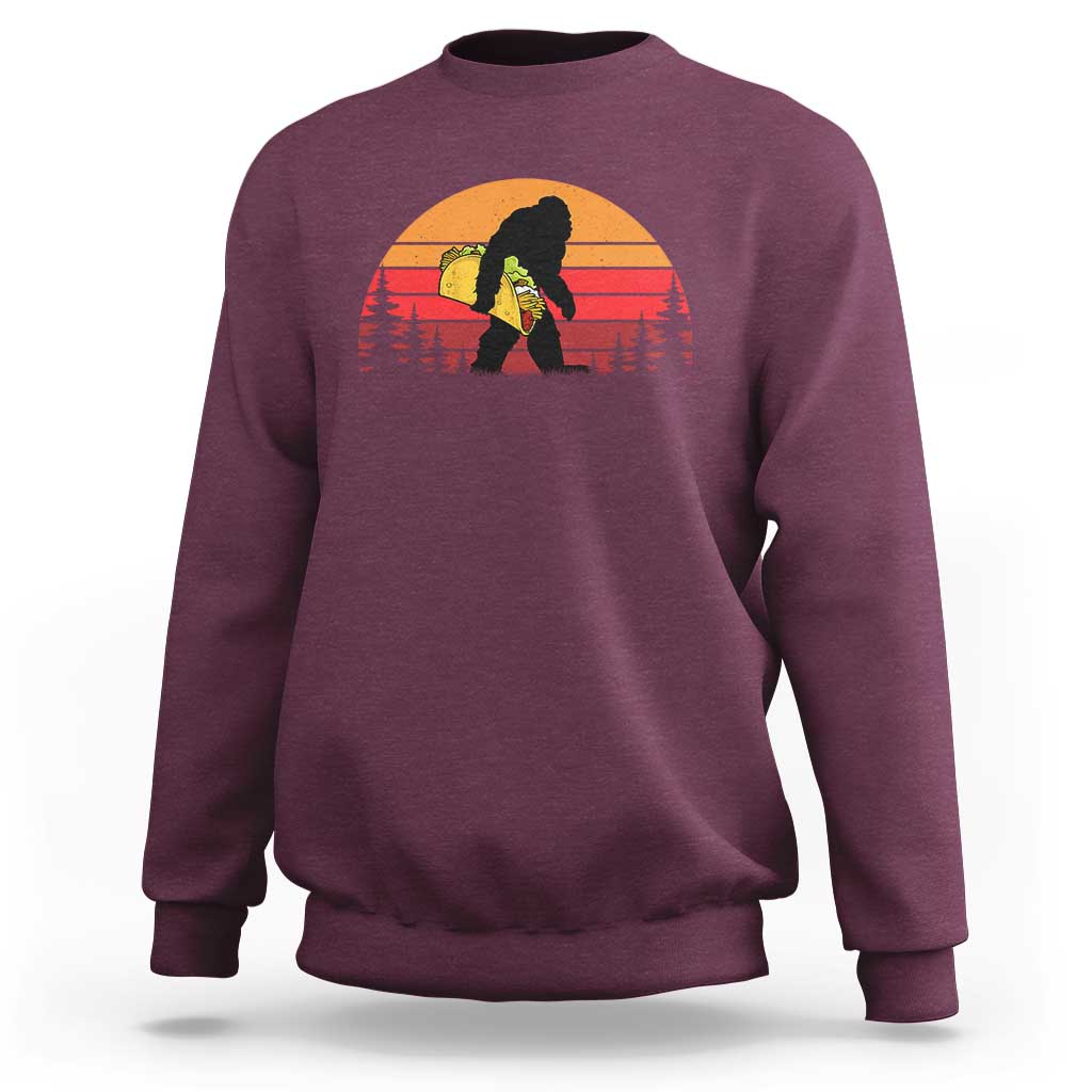 Retro Bigfoot Taco Sweatshirt Funny Cinco de Mayo Sasquatch Lovers