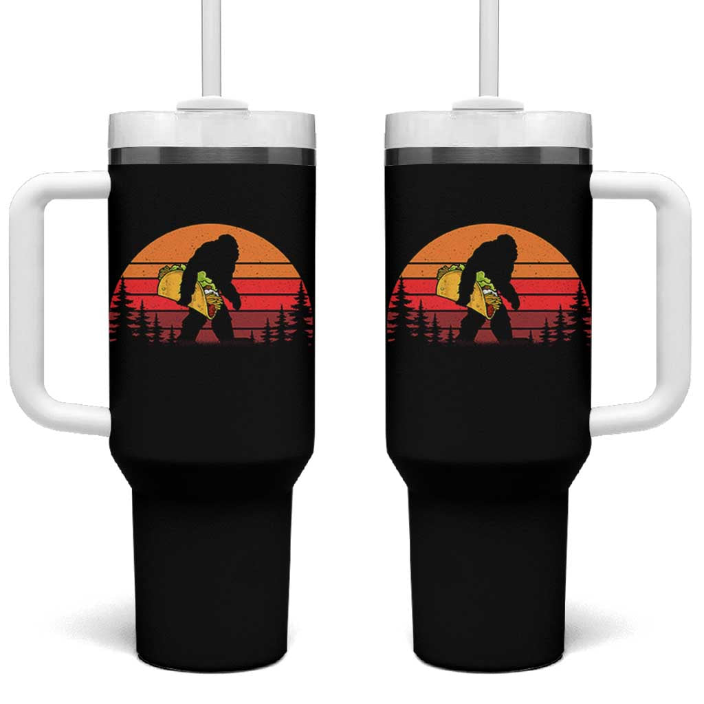 Retro Bigfoot Taco Tumbler With Handle Funny Cinco de Mayo Sasquatch Lovers