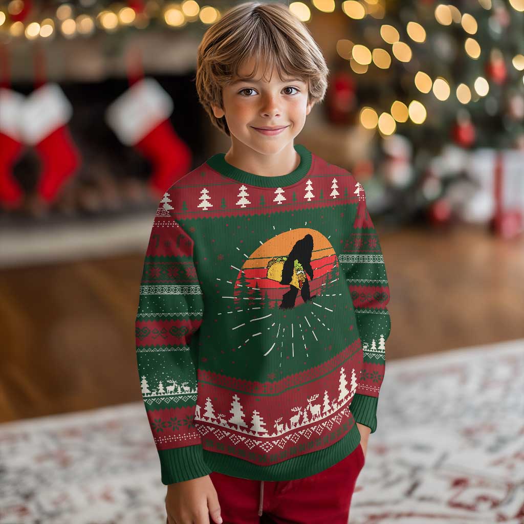 Retro Bigfoot Taco Knitted Sweatshirt Funny Cinco de Mayo Sasquatch Lovers - Wonder Print Shop