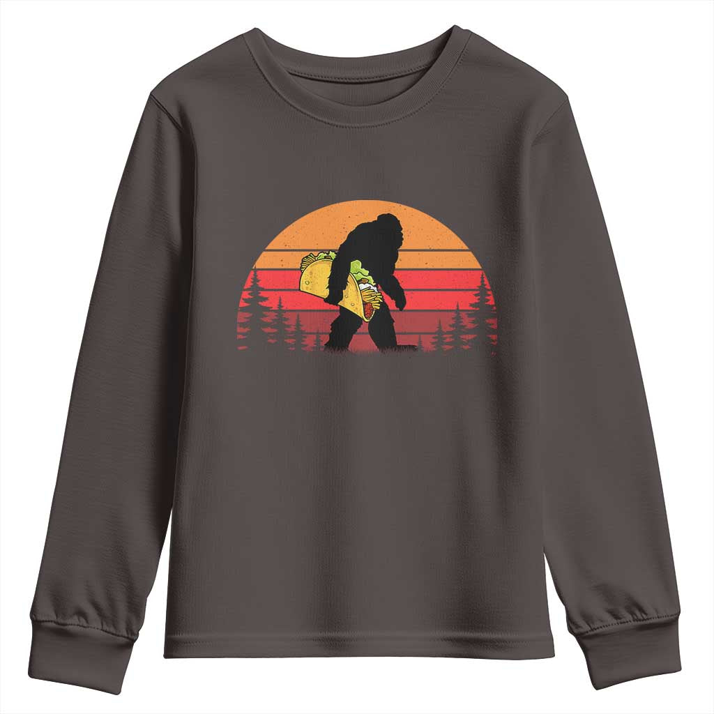 Retro Bigfoot Taco Youth Sweatshirt Funny Cinco de Mayo Sasquatch Lovers