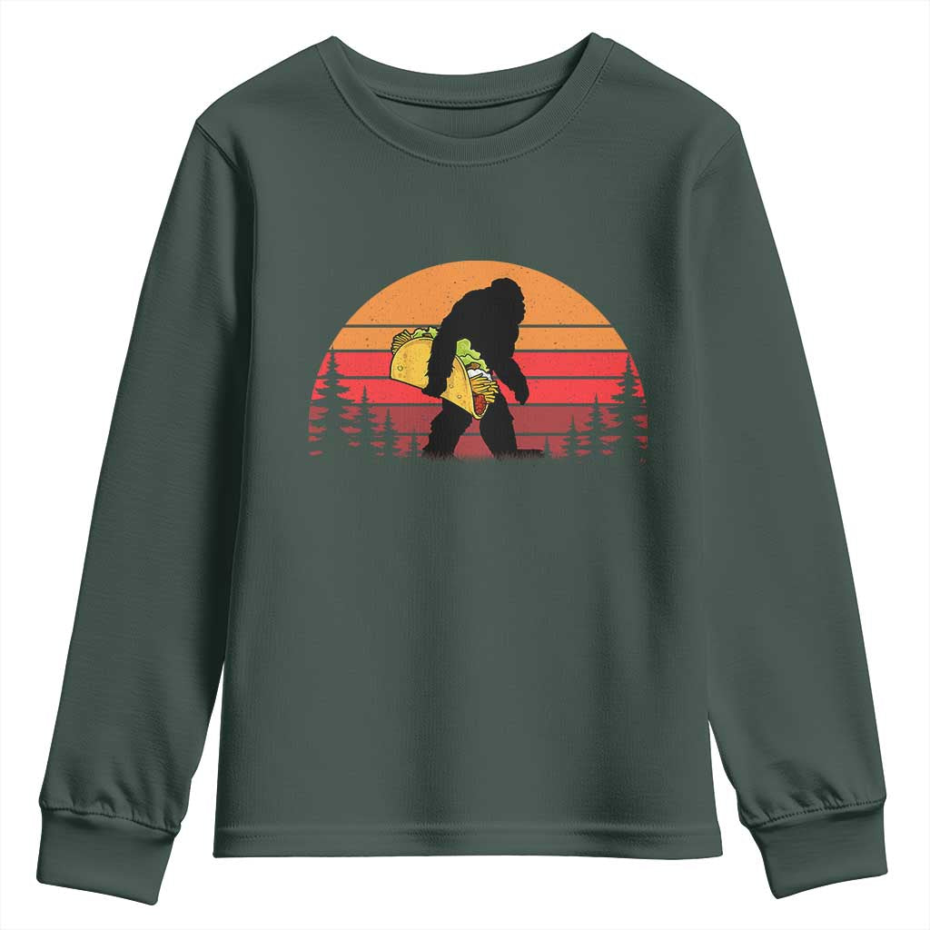 Retro Bigfoot Taco Youth Sweatshirt Funny Cinco de Mayo Sasquatch Lovers