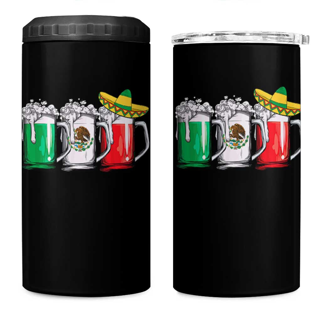 Funny Mexican 4 in 1 Can Cooler Tumbler Mexico Beer Mexican Flag Sombrero Hat