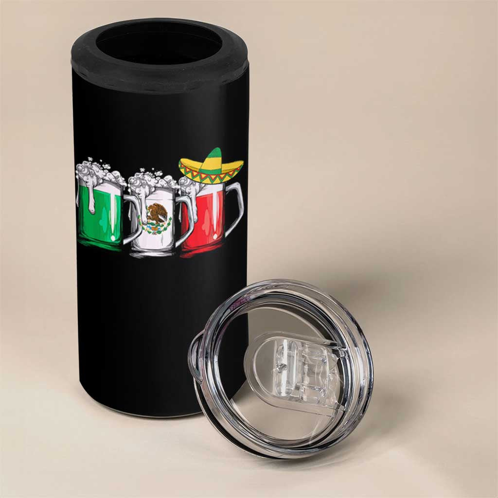 Funny Mexican 4 in 1 Can Cooler Tumbler Mexico Beer Mexican Flag Sombrero Hat