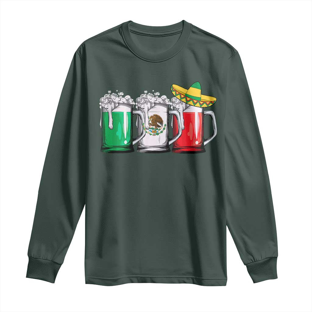 Funny Mexican Long Sleeve Shirt Mexico Beer Mexican Flag Sombrero Hat