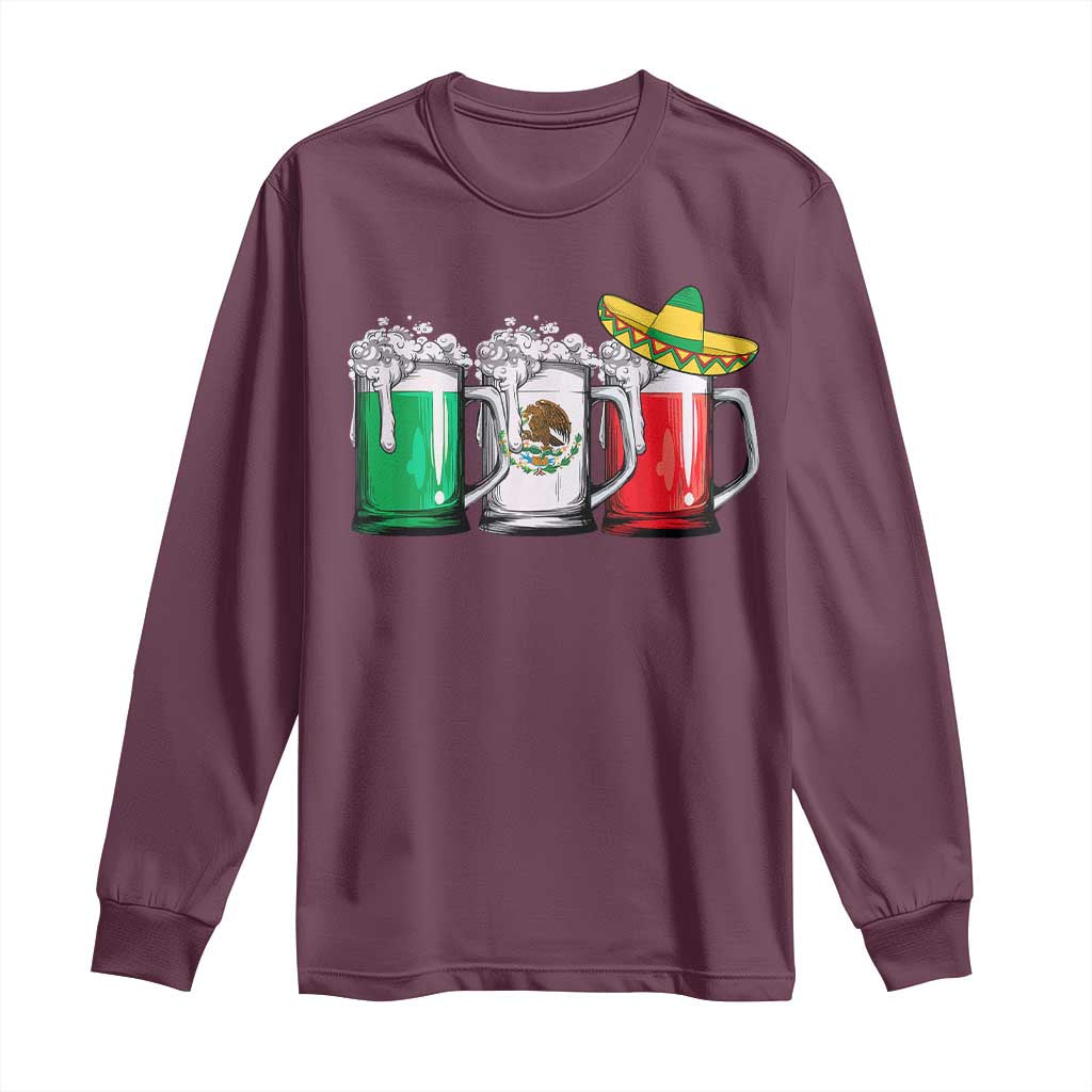 Funny Mexican Long Sleeve Shirt Mexico Beer Mexican Flag Sombrero Hat