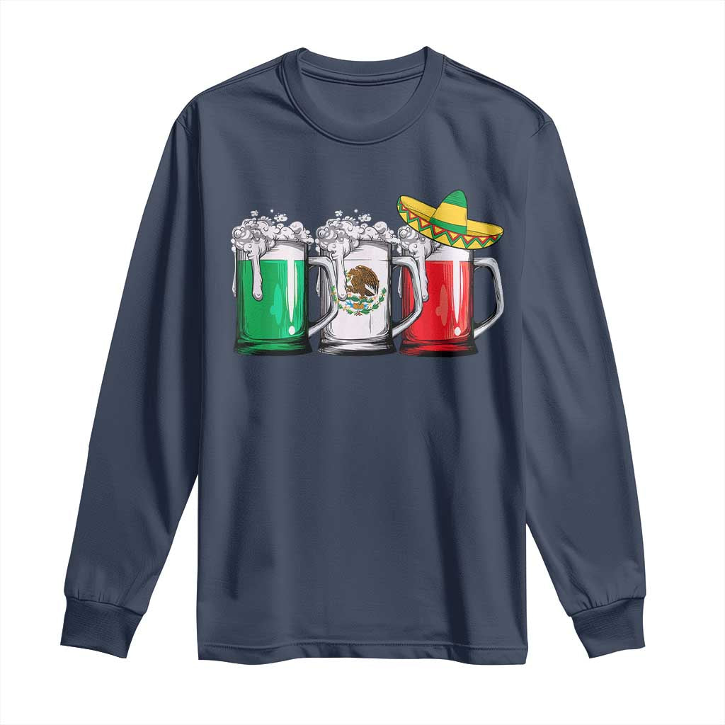 Funny Mexican Long Sleeve Shirt Mexico Beer Mexican Flag Sombrero Hat