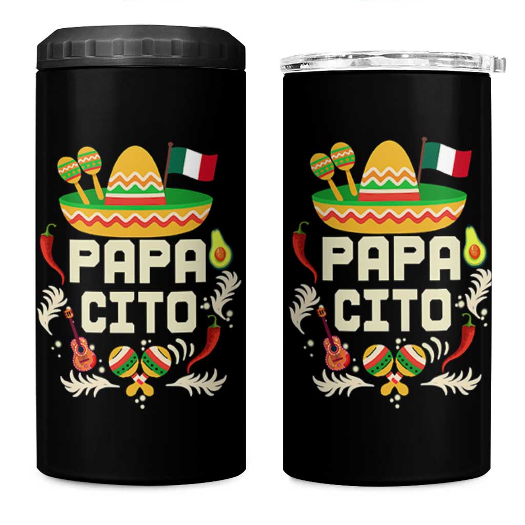 Mexican Dad 4 in 1 Can Cooler Tumbler Papa Cito Latino Fathers Day Gift Mexican Pride