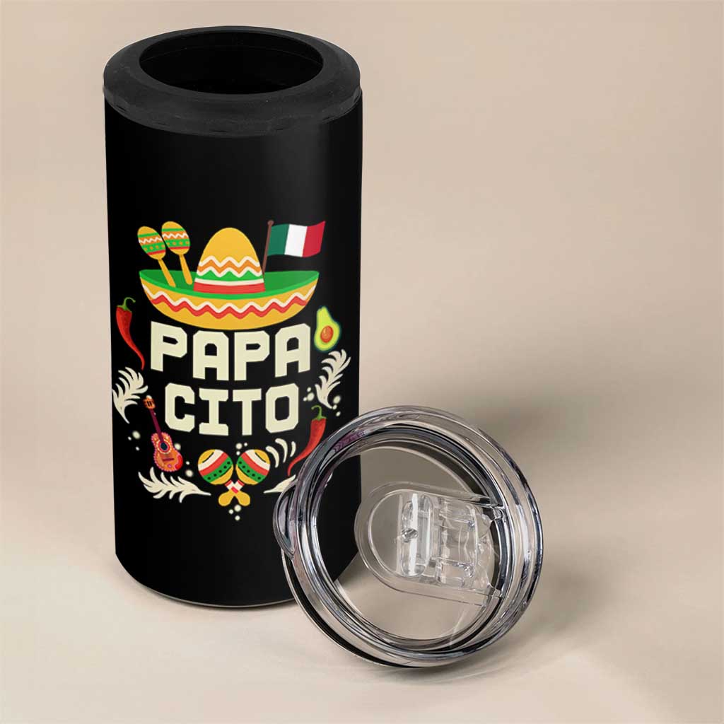 Mexican Dad 4 in 1 Can Cooler Tumbler Papa Cito Latino Fathers Day Gift Mexican Pride