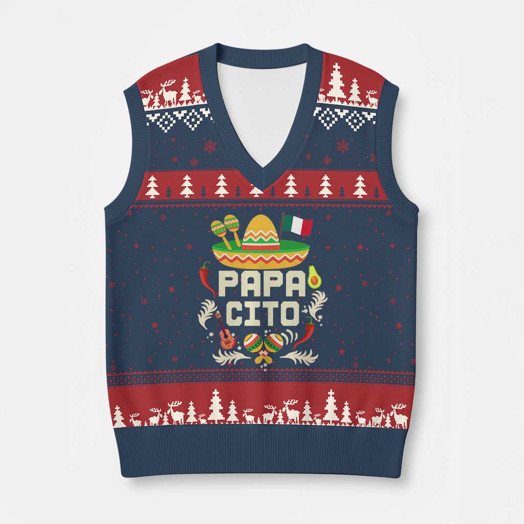 Mexican Dad V-Neck Knit Sweater Vest Papa Cito Latino Fathers Day Gift Mexican Pride