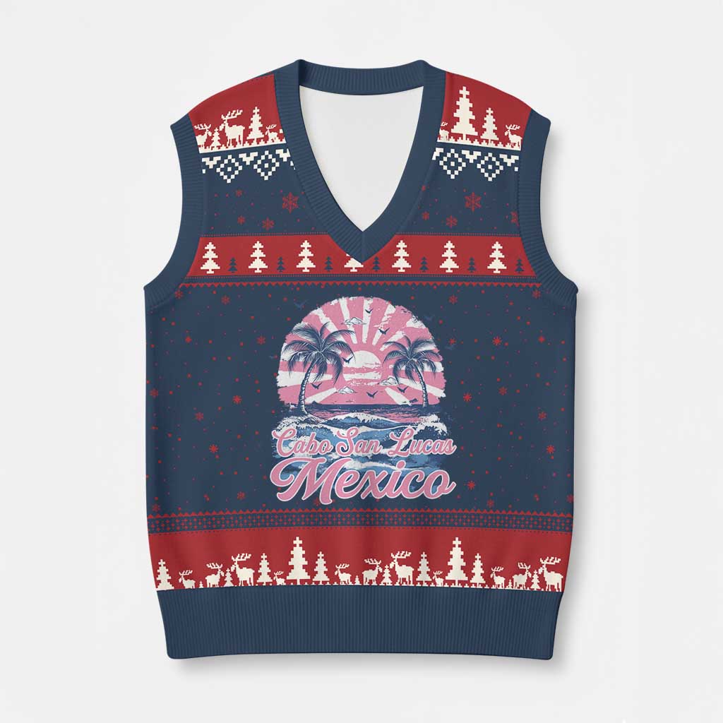 Cabo San Lucas Mexico V-Neck Knit Sweater Vest Vintage Retro Beach Summer Vacation Family Trip - Wonder Print Shop
