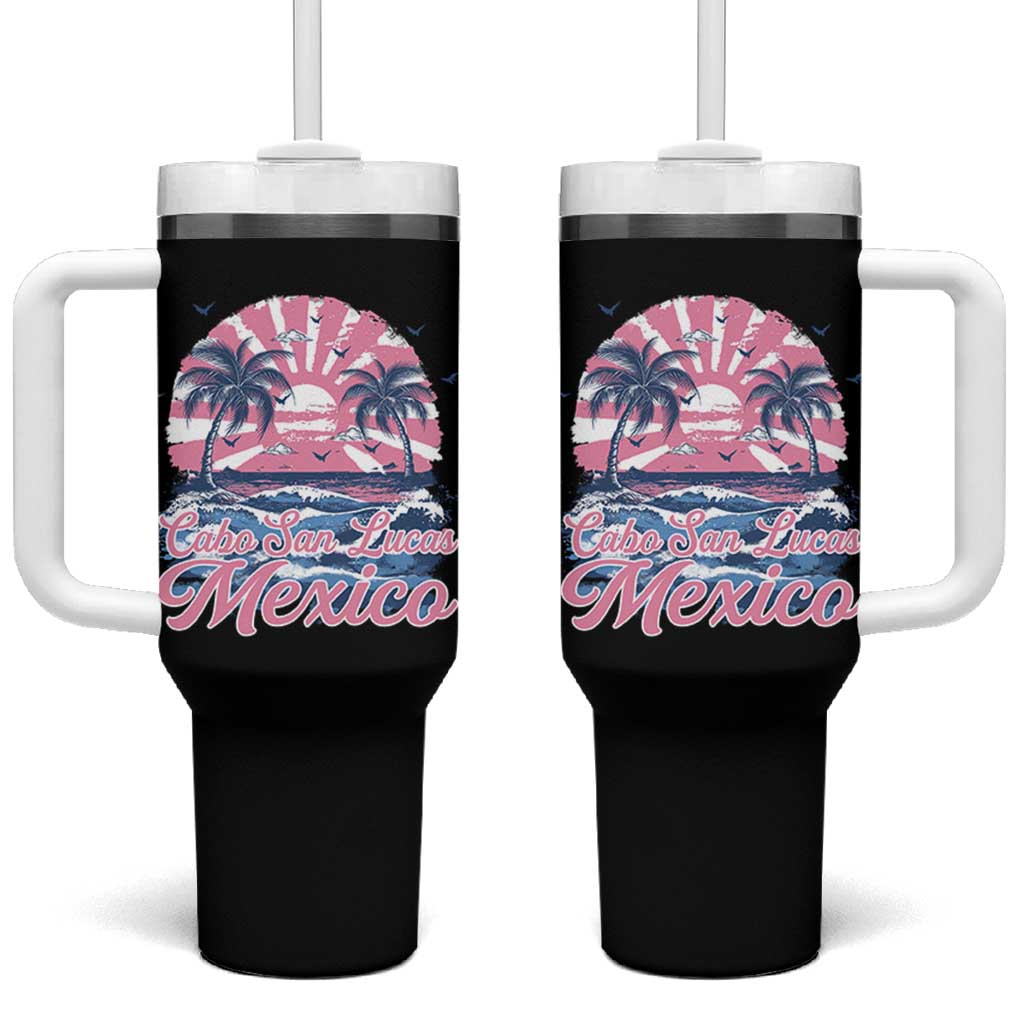 Cabo San Lucas Mexico Tumbler With Handle Vintage Retro Beach Summer Vacation Family Trip - Wonder Print Shop