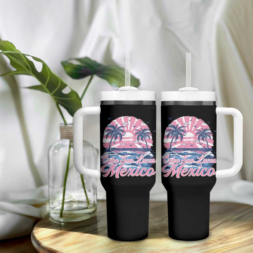 Cabo San Lucas Mexico Tumbler With Handle Vintage Retro Beach Summer Vacation Family Trip - Wonder Print Shop