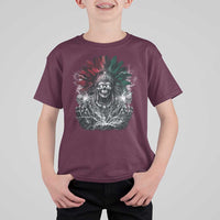 Ancient Aztec King T Shirt For Kid Calabera Azteca Mexican Skull Skeleton