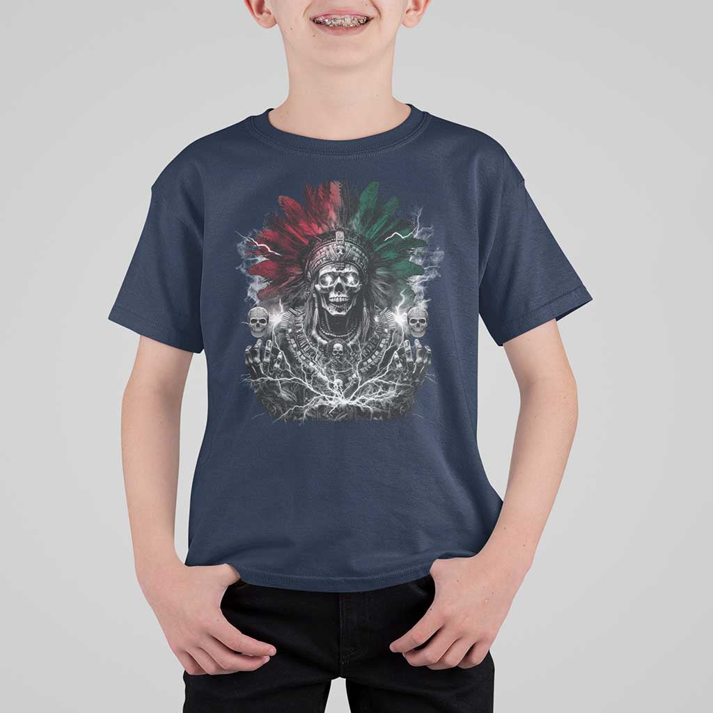 Ancient Aztec King T Shirt For Kid Calabera Azteca Mexican Skull Skeleton