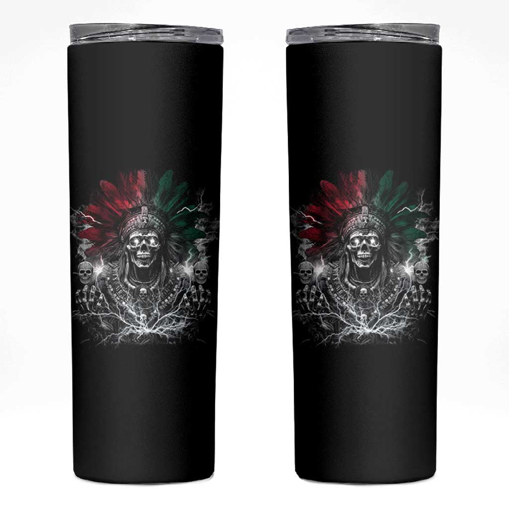 Ancient Aztec King Skinny Tumbler Calabera Azteca Mexican Skull Skeleton