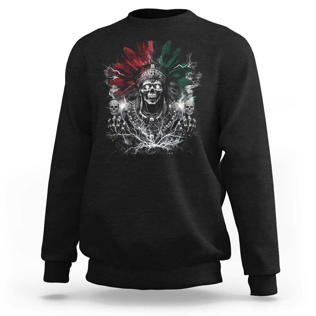 Ancient Aztec King Sweatshirt Calabera Azteca Mexican Skull Skeleton