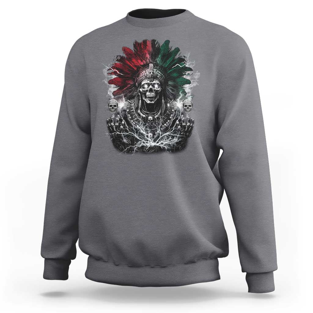 Ancient Aztec King Sweatshirt Calabera Azteca Mexican Skull Skeleton