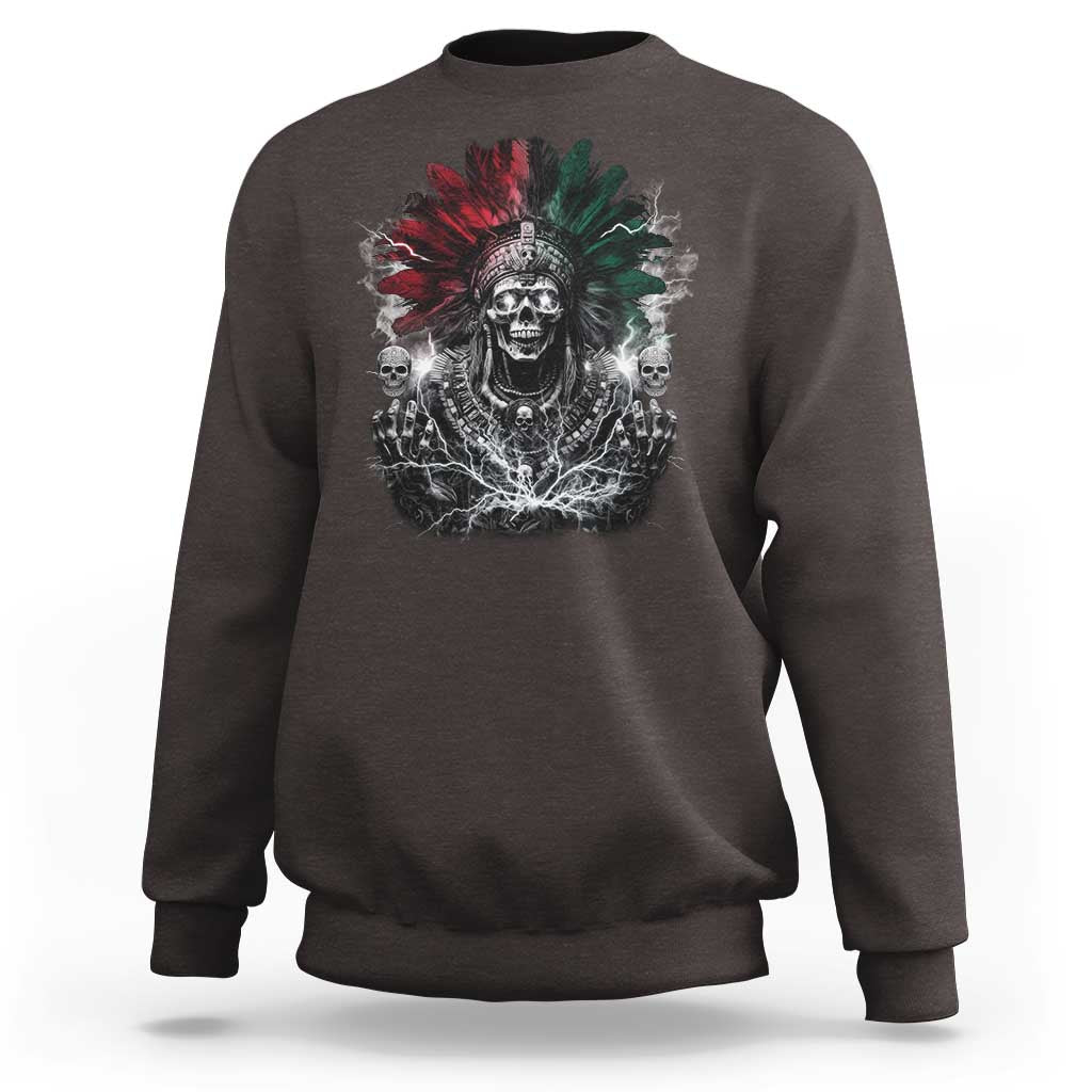 Ancient Aztec King Sweatshirt Calabera Azteca Mexican Skull Skeleton